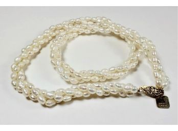 10k Gold  Triple Twist Baroque Pearl Necklace