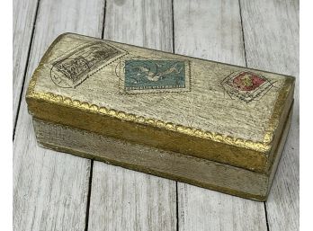 Vintage Florentina Florence, Italy Hand Made, Tooled, Painted & Gilt Stamp Box