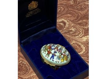 Gorgeous Vintage Staffordshire England HALCYON DAYS Oval Enamel Trinket Or Pill Box Limited Edition Box Create