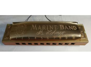 Giant Vintage M Hohner Marine Core Band Harmonica Advertising Trade Sign