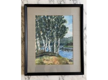 Vintage 1968 B. McCormack Original Watercolor Landscape Painting Framed & Matter