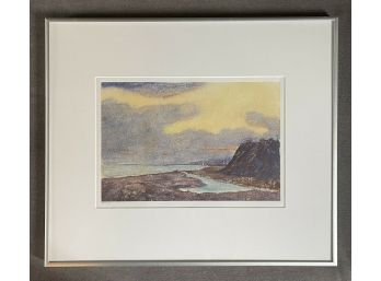 Original MONOTYPE Inlet Landscape Print By Katherine Draper Framed & Matted