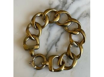 Vintage Super Chunky Gold Vermeil Over Sterling Hollow Link Bracelet 8'