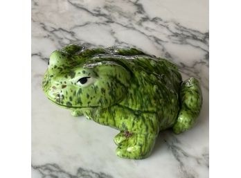 Vintage 1970's Speckle Glaze Garden Frog Figure Signed MA 1979 5' X 5' X 8'