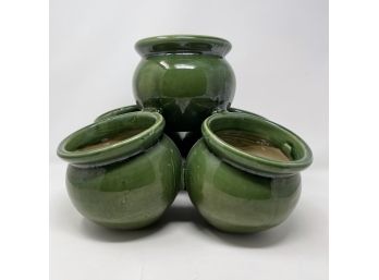 Vintage Green Glazed Majolica 5-Pot Pottery Planter Jardiniere 16' X 10'