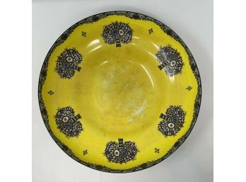Antique 1918 ROYAL WORCESTER Hand Painted Mottled Yellow 12' Centerpiece Bowl