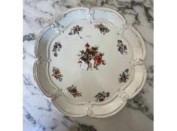 Vintage Italian Florentine White Painted Wooden Vanity Tray With Flowers