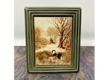 Made In Ireland For Brooks Brothers Ceramic Desk Plaque Landscape W/ Dogs