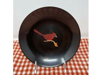 Vintage 8' X 2' Couroc Of Monterey Lacquer Bowl With Inlaid Red Robin On Branch