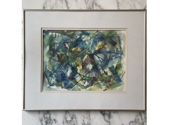 Original Vintage Signed Gretchen Gardner Abstract Watercolor Painting Framed And Double Matted