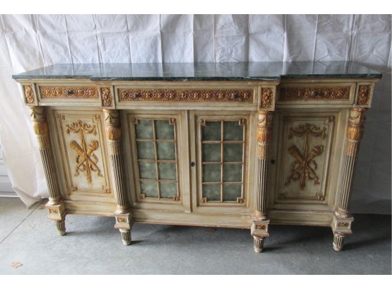 Impressive Vintage French Empire Style Buffett With Granite Top.