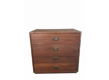 Vintage Mid-century Modern MCM Campaign Chest Of Drawers.  Lot # 1