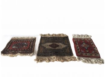 Collection Of 3 Vintage Small Table Mats / Rugs / Carpets