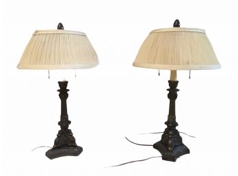 Pair Of Vintage Metal Base Table Lamps.