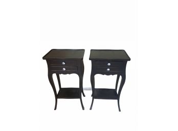Pair Of Black Wooden Italian Made Side Tables / Night Stands.