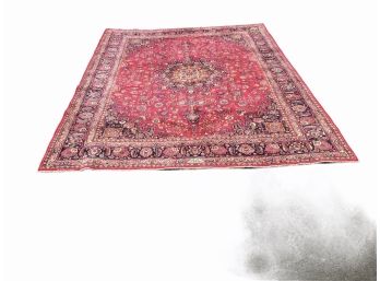 Large Vintage Persian Oriental Rug / Carpet, Signed, Measures 13' X 9'
