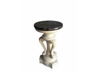 Plaster Plant Stand / Side Table With Marble Top.
