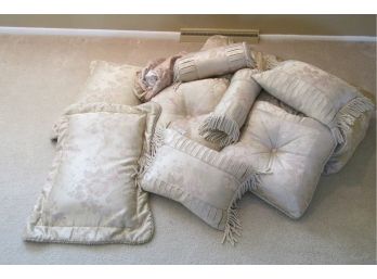 Designer Bedding Lot Consisting Of Pillows, Bed Spread, Cover, Nice And Clean