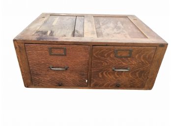 Vintage Oak Sectional Two Drawer File Cabinet.