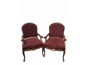 Pair Of Bassett Antique French Style Upholstered  Arm Chairs.