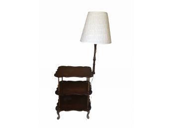 Vintage Floor Lamp With Attached Wood Table