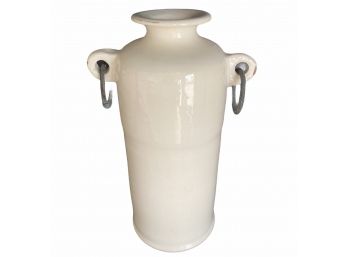 Pottery Barn Rustic Glazed Terra Cotta Jug With Handles From Italy