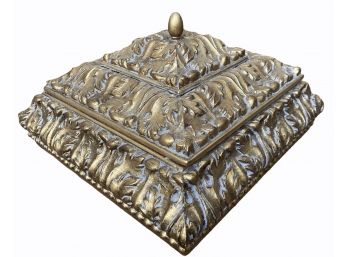 Large Ornate Gold Painted Carved Square Box 12' X 12'