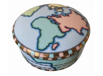 Tiffany & Co. Porcelain Trinket Box With World Map