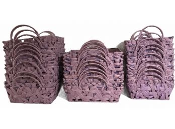 Huge Lot Of Lavender Raffia Baskets With Handles