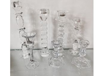 Collection Of Seven High Quality Crystal Candlesticks