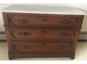 Three Drawer Victorian Marble Top Chest Ca. 1870