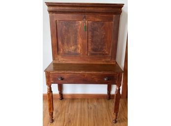 19th Century American Two Part Fall Front Country Desk With Fitted Interior