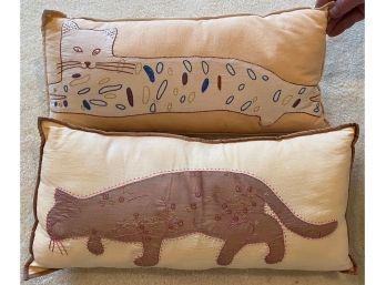Two Hand Sewn Cat Pillows