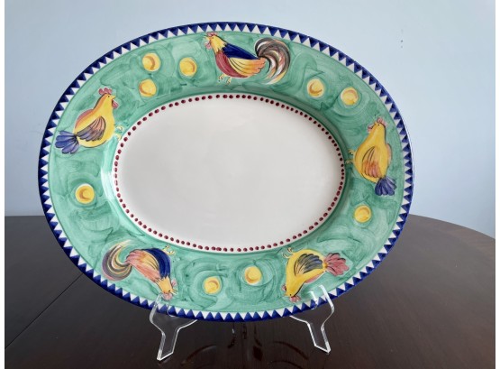 Large Italian Rooster Decorated Platter