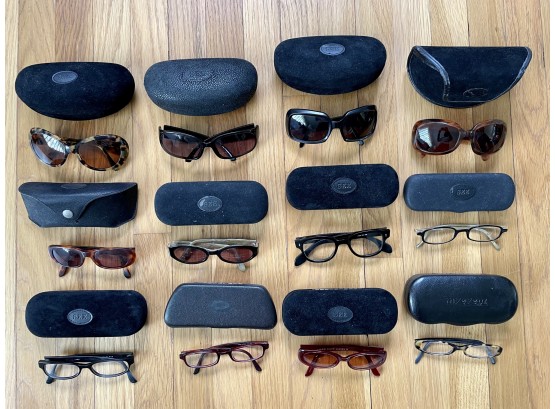Collection Of One Dozen Prescription Glasses With Cases, Including Armani & Ralph Lauren