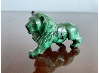 Small Carved Malachite Lion From Africa