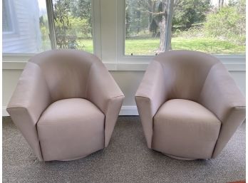 Pair Of Custom Designed Spectacular Barrel Accent Chairs