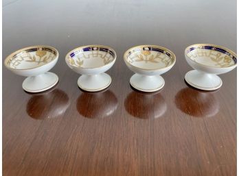 Set Of Four Compatible Hand Painted Salt Dishes, Made In Japan (Nippon)