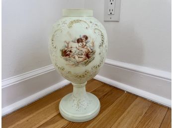 Antique Hand Painted Custard Glass Decorative Piece