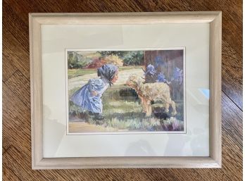 Adorable Custom Framed Print Of Girl & Lamb