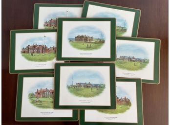 Set Of Eight Cork-Backed Placemats - 'Famous British Golf Clubs'
