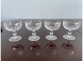 Four 'Donegal' Waterford Crystal Champagne / Tall Sherbet Glasses