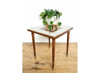 Mid Century Mosaic Tile Top Side Table