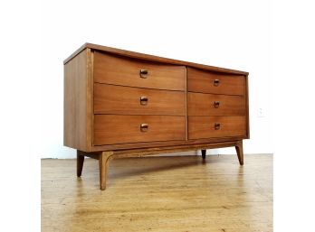 60s Mid Century 6 Drawer Walnut Dresser By Stanley Distinctive