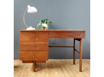 60s Mid Century Walnut Desk By Stanley Distinctive