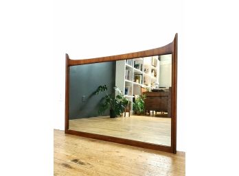 Amazing 60s Sculpted Walnut Large Wall Mirror