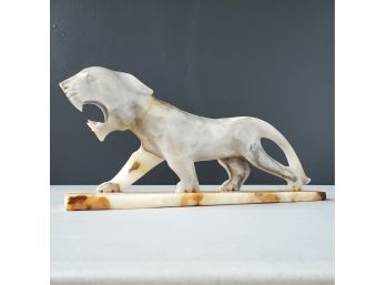 Mid Century Carved Solid Onyx Jaguar Sculpture