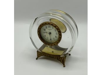 Antique Art Deco Glass Table Clock ~ New Haven Clock Company ~