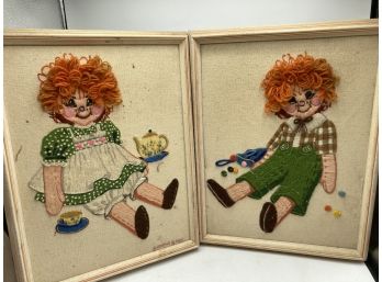 Handcrafted Raggerty Ann And Andy Framed Wallhangings
