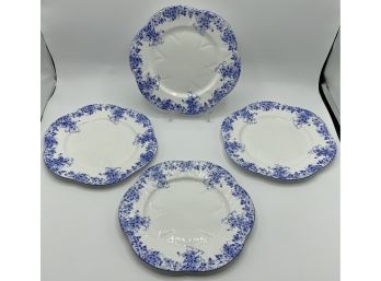 4 Shelley Lunch Plates  ~ Dainty Blue ~ Made In England